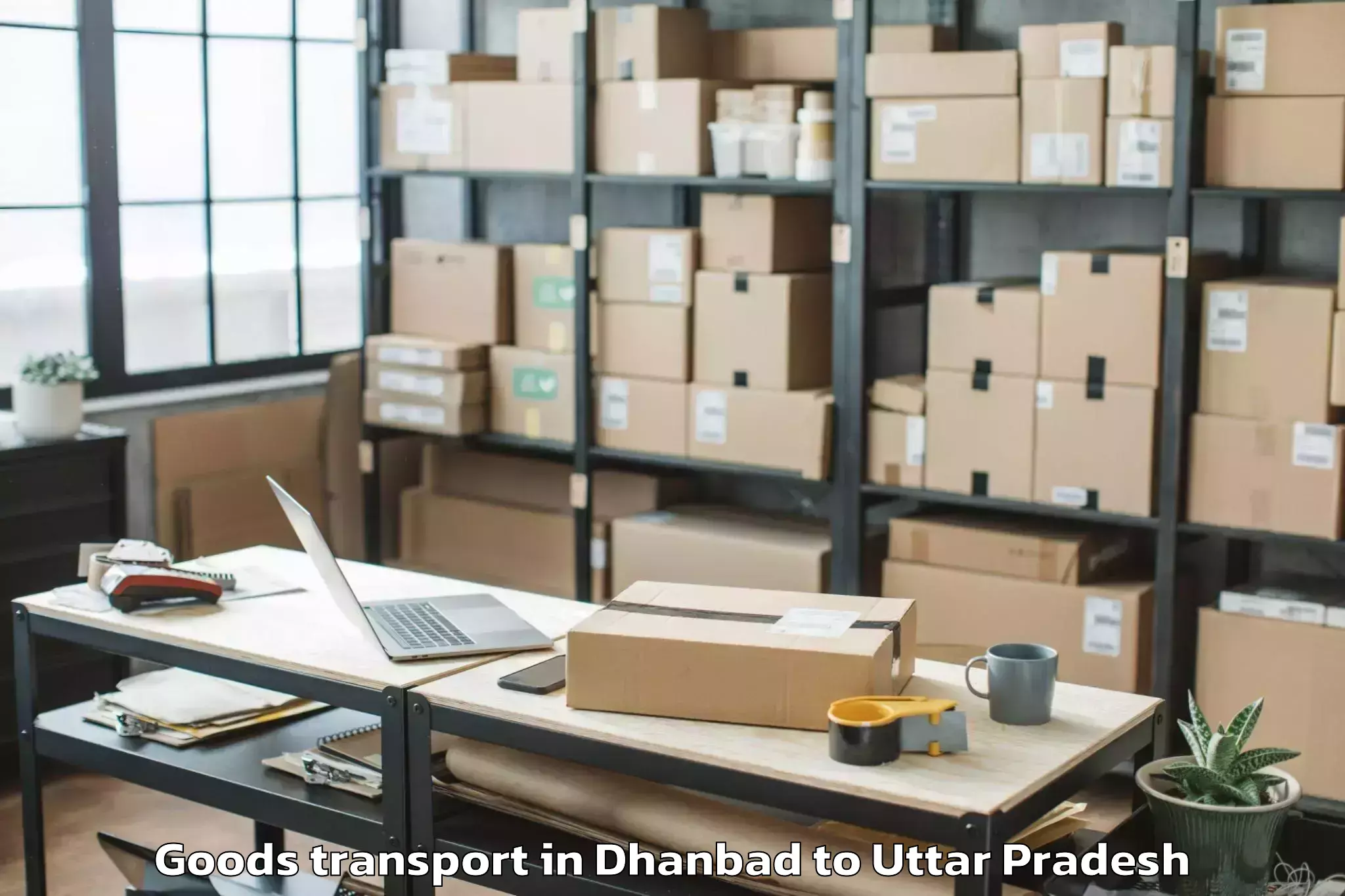 Book Dhanbad to Mjp Rohilkhand University Bare Goods Transport Online